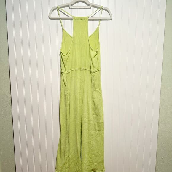 Anthropologie Daily Practice Lime Green Gauzy Cotton Midi Dress Comfy Size Large - Picture 8 of 8